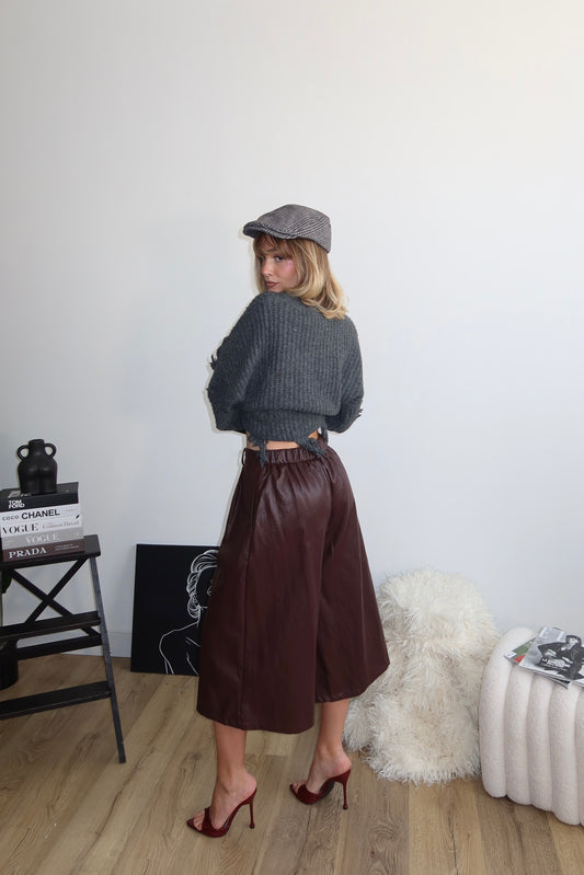 Bermuda IN PELLE bordeaux