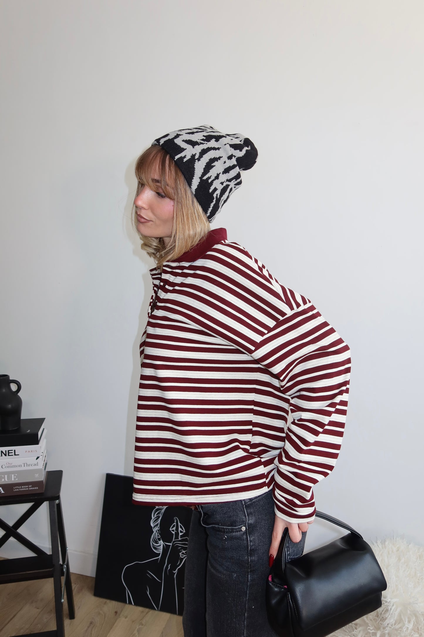 Maglia POLO bordeaux/bianco