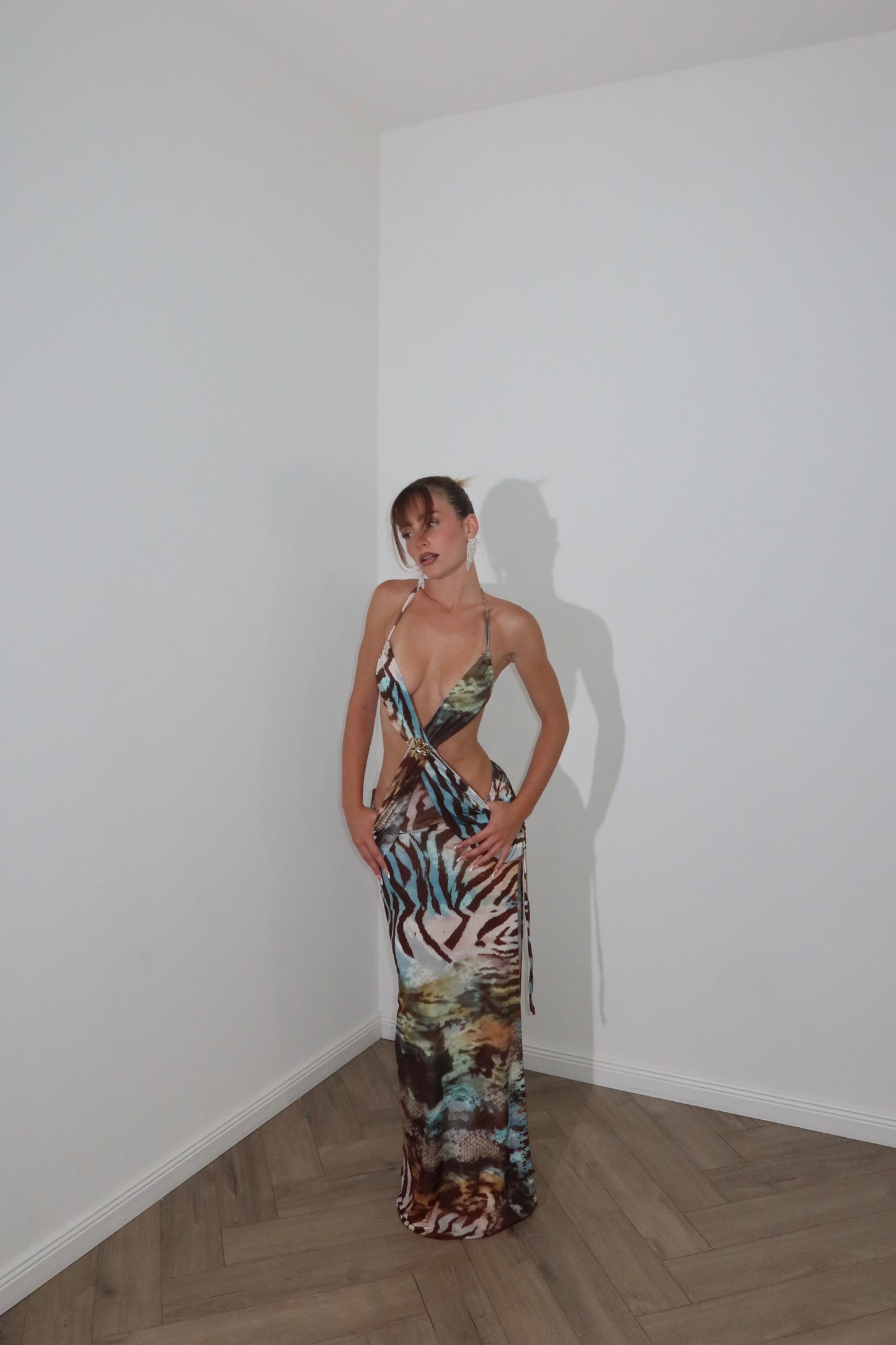 LongDress JUNE choco/azzurro