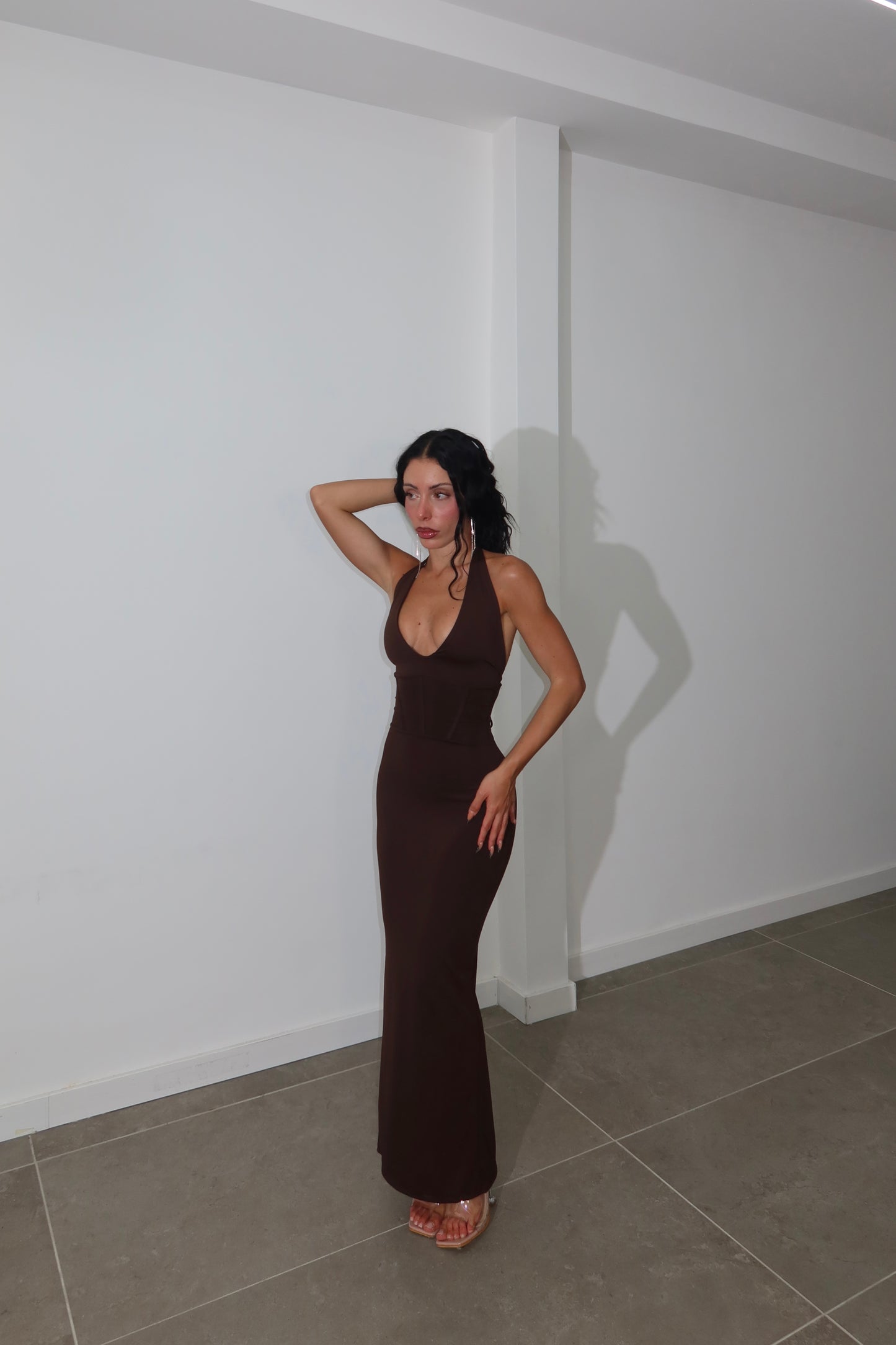 LongDress FAKE CORSET choco