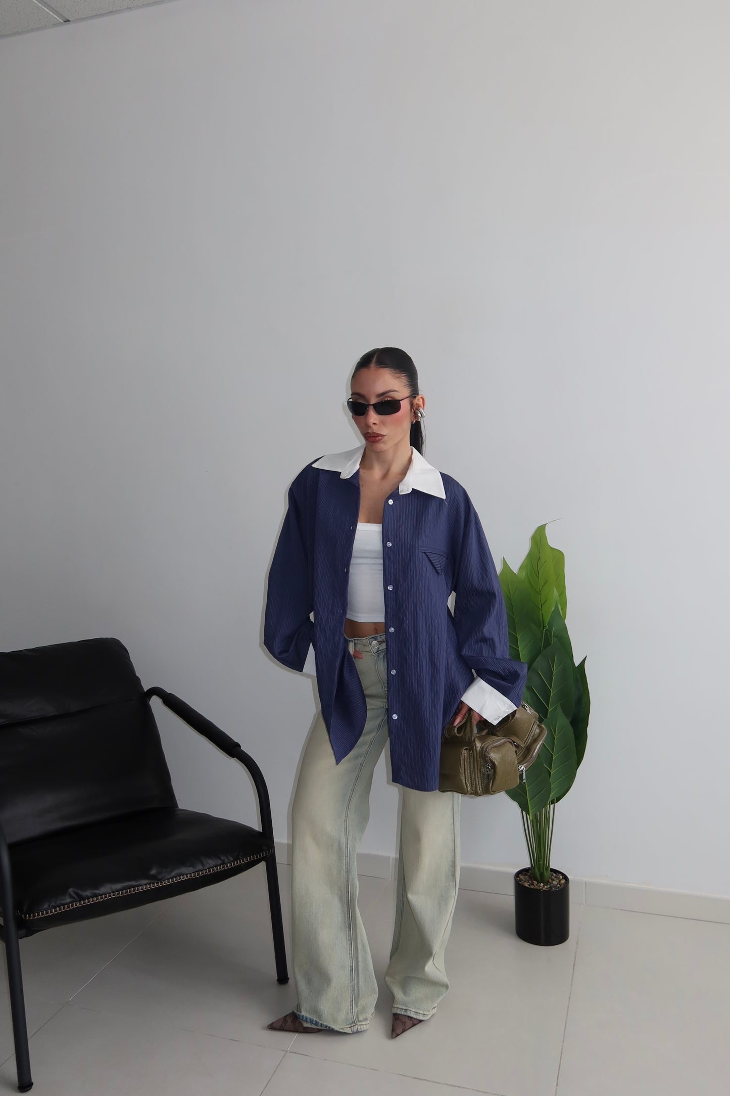 Camicia LUMINA GESSATA blu