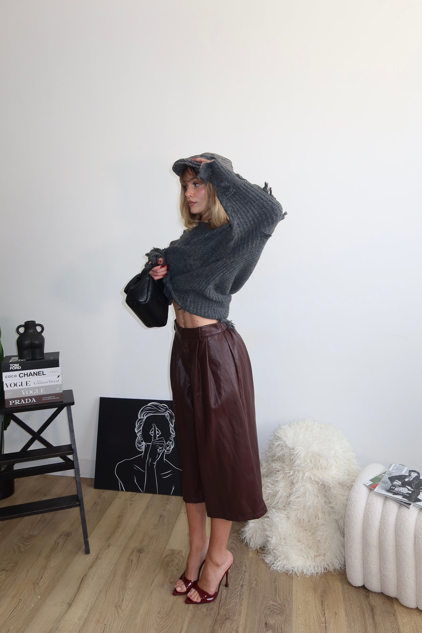 Bermuda IN PELLE bordeaux