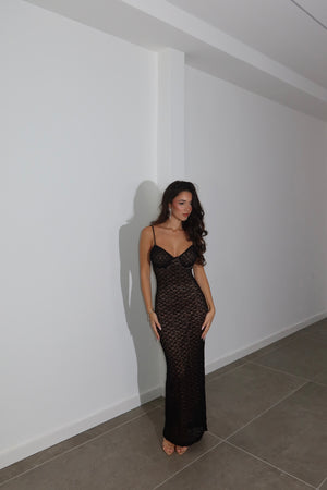 Longdress KATRINA nero/nude
