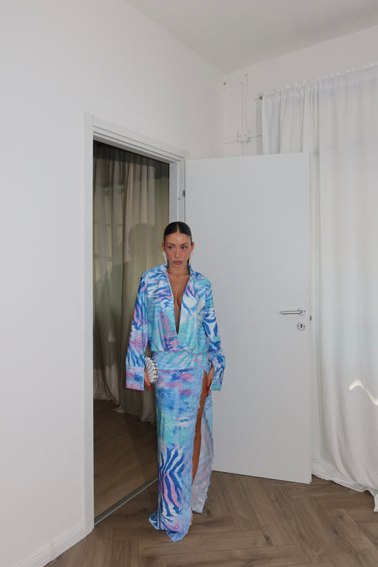 LongDress VICTORIA zebrato azzurro