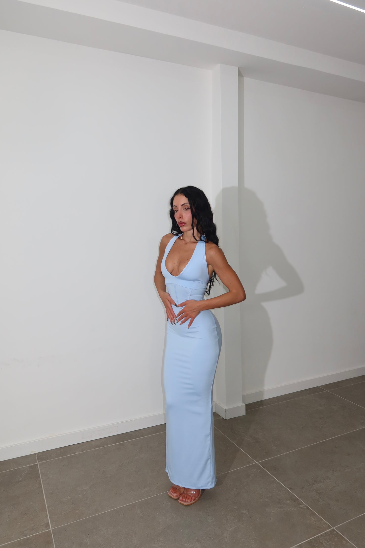LongDress FAKE CORSET azzurro