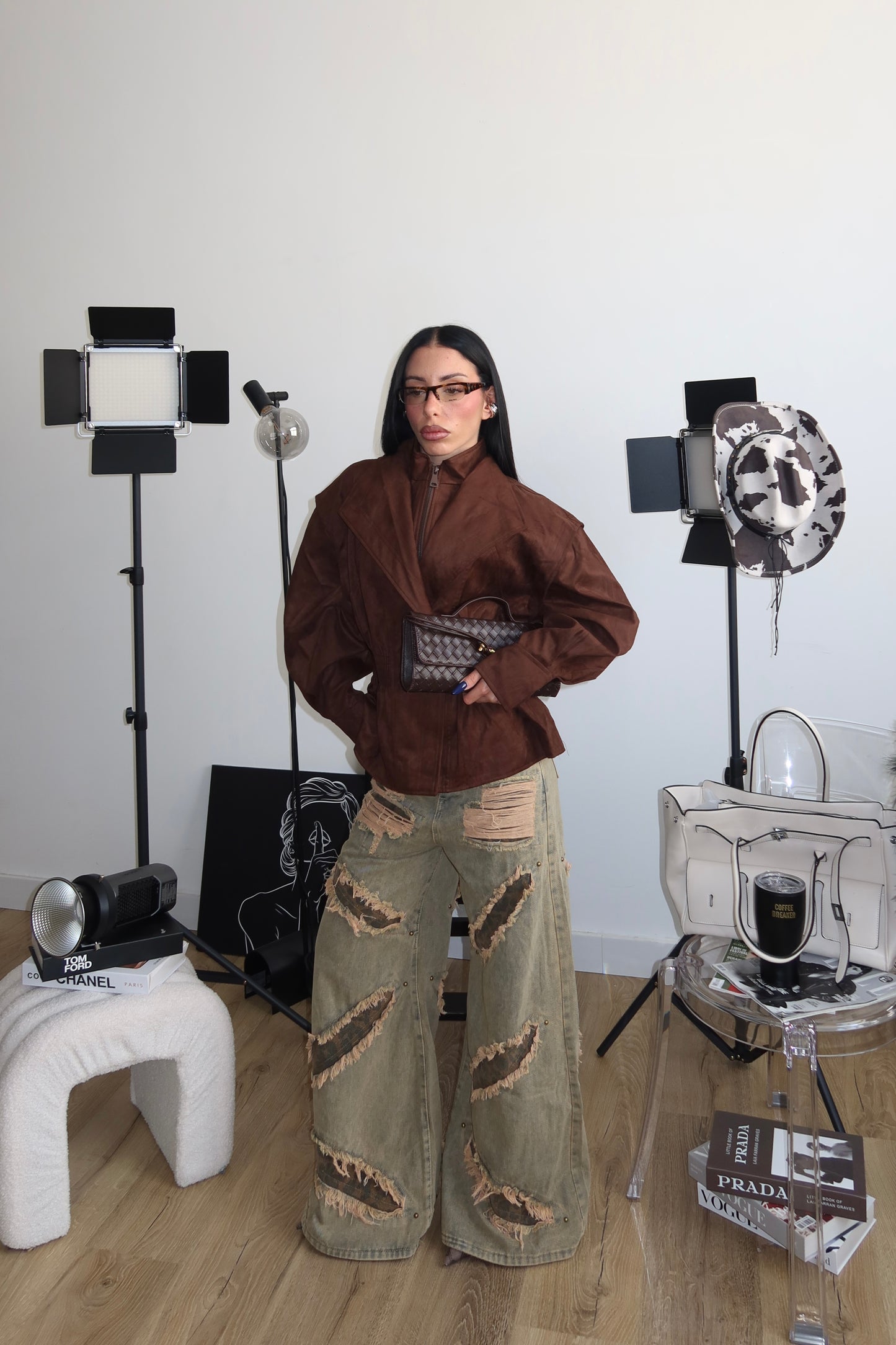 Jacket AVVITATA CAMOSCIO choco