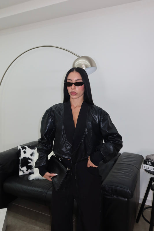 Jacket ECOPELLE CROP nero