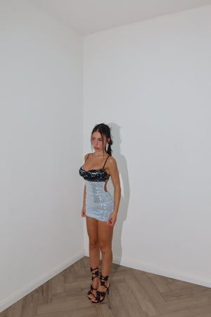MiniDress BRA PAILLETTES azzurro