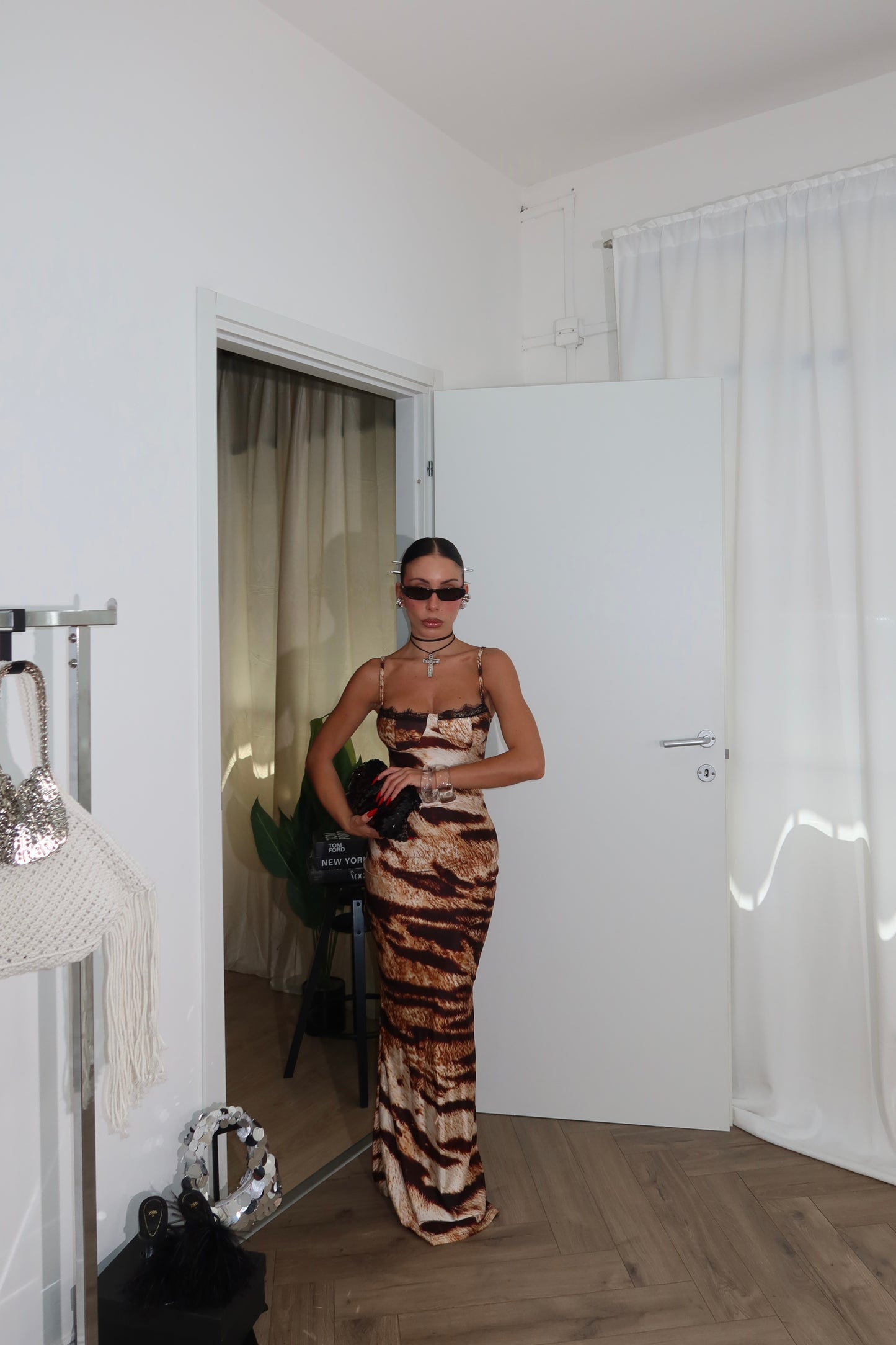 LongDress ACQUAMARINE zebrato beige