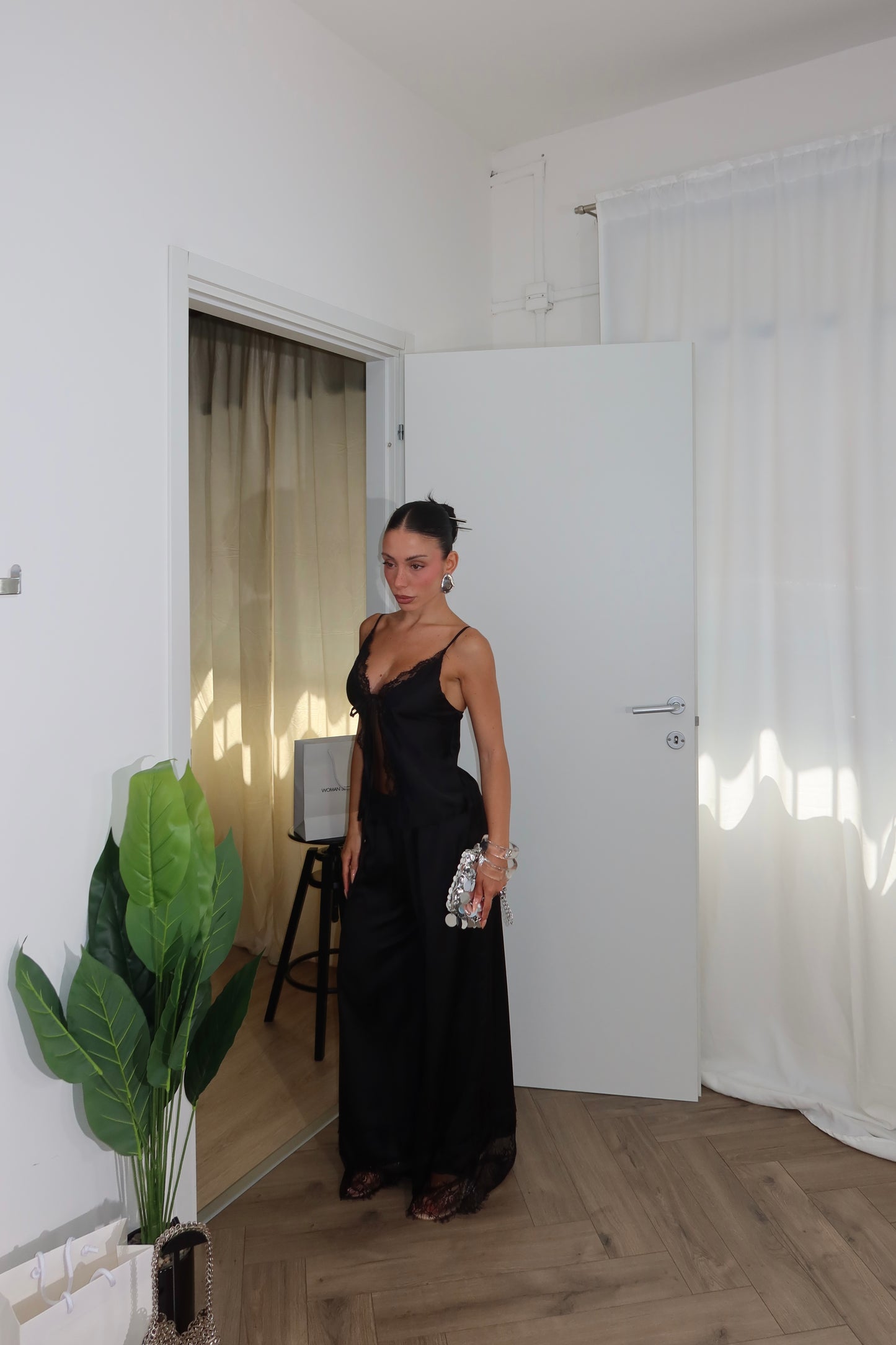 Cordset LOVER IN PIZZO nero