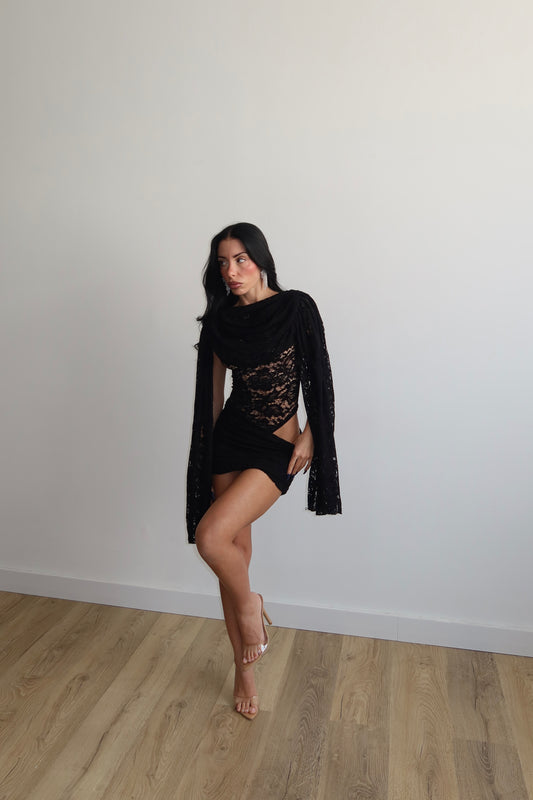 MiniDress AXEL IN PIZZO nero