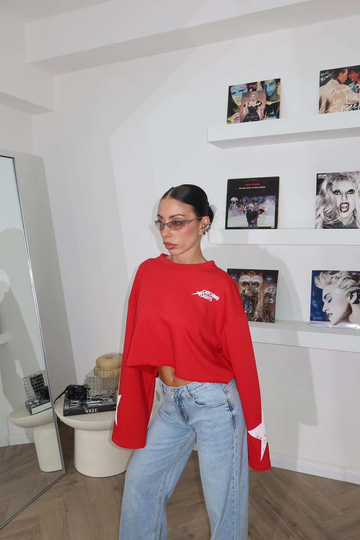 Red CATCHING CROP Sweatshirt