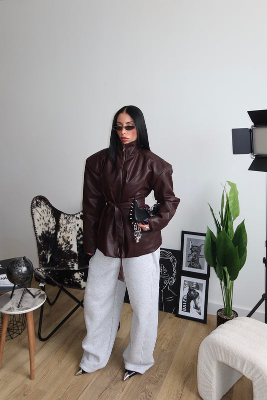 Giacca LEATHER BELT bordeaux