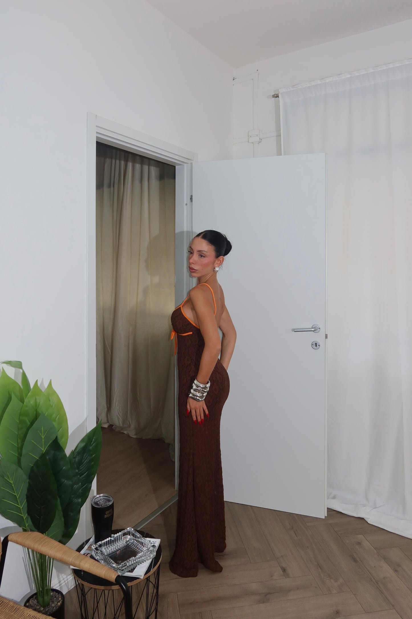 LongDress COSTA RICA BORDATO choco