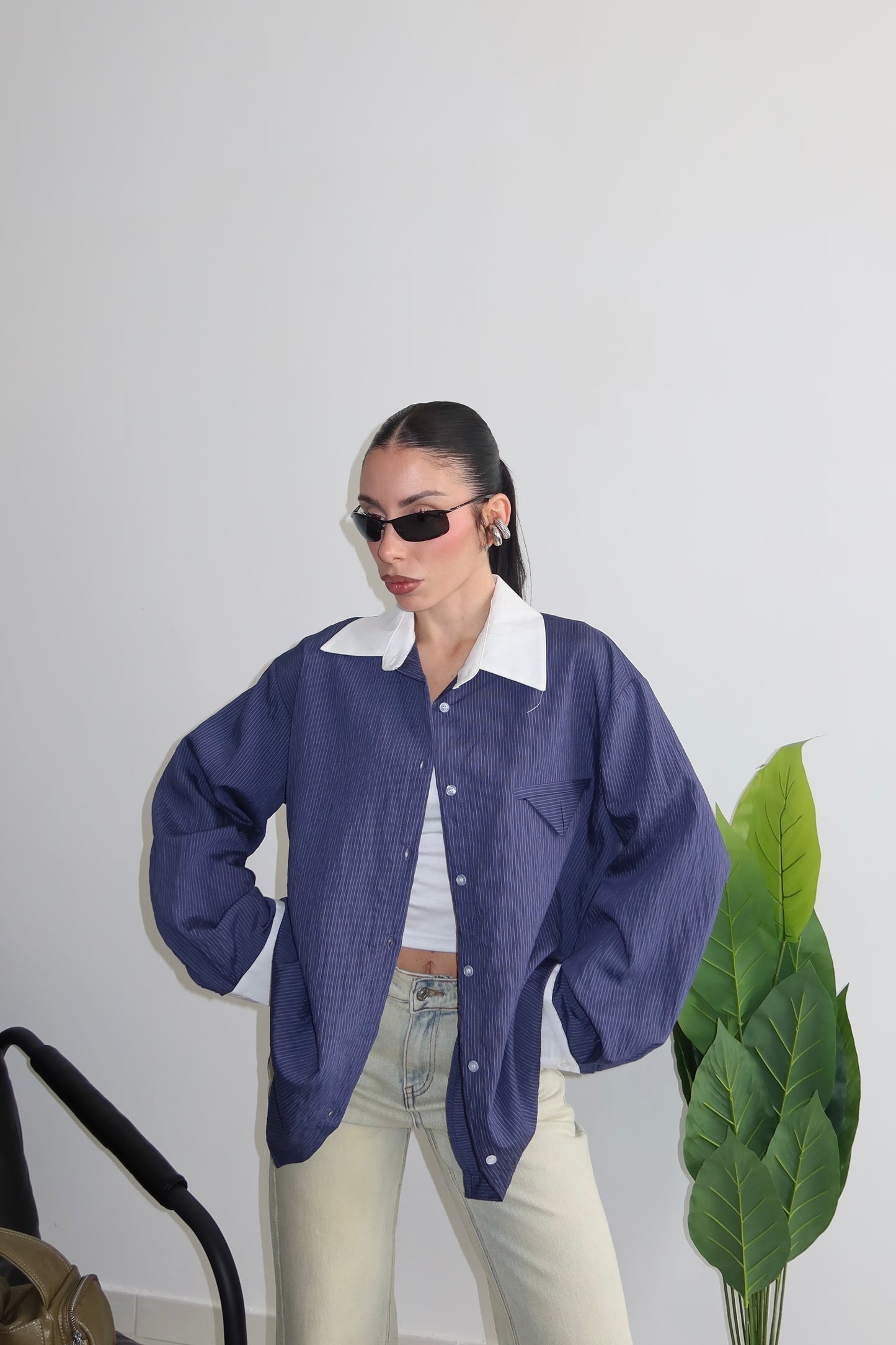 Camicia LUMINA GESSATA blu