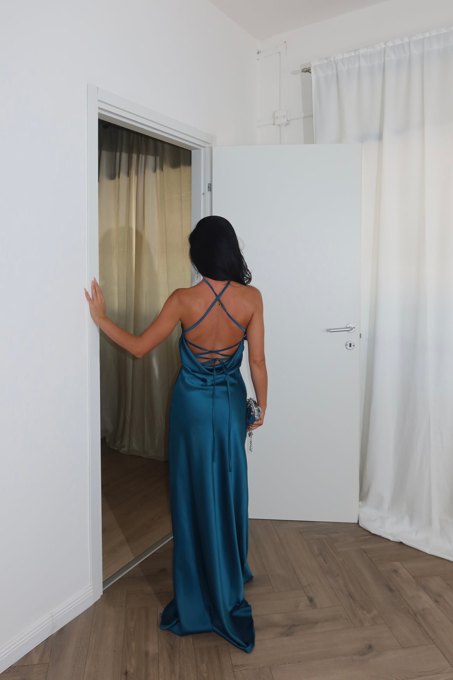 LongDress DIVINITÀ RASO ottanio