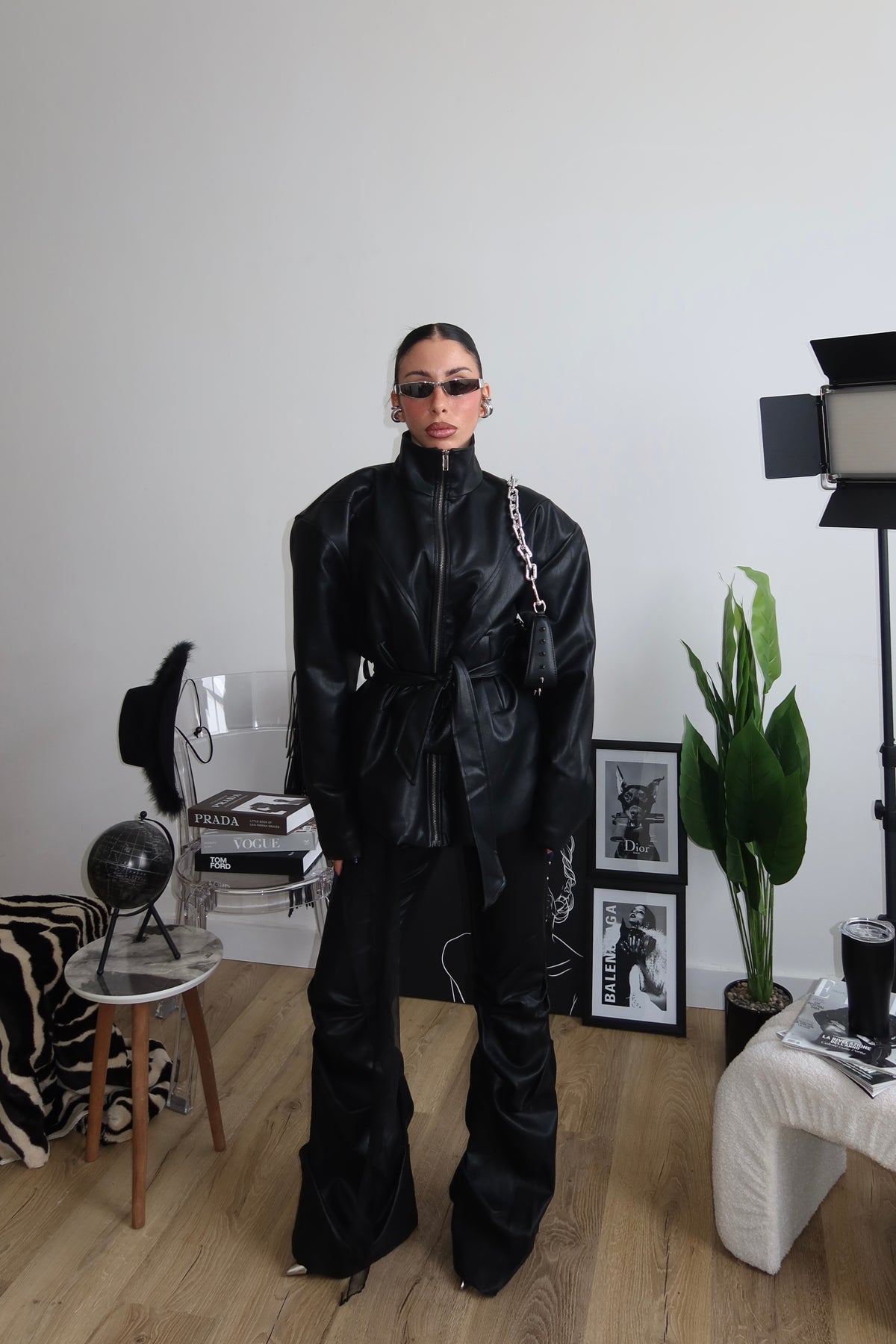 Giacca LEATHER BELT nera