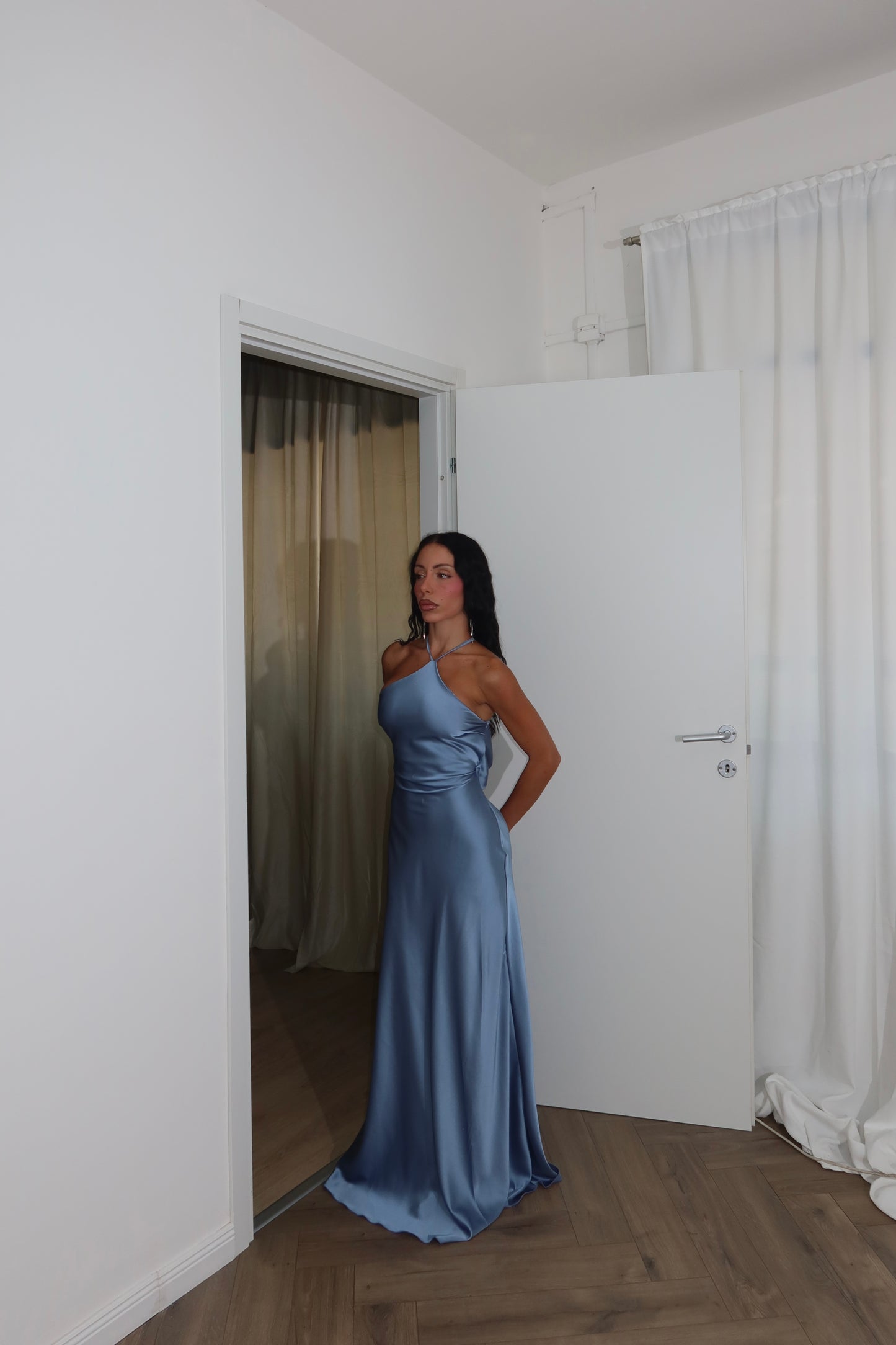 LongDress DIVINITÀ RASO azzurro
