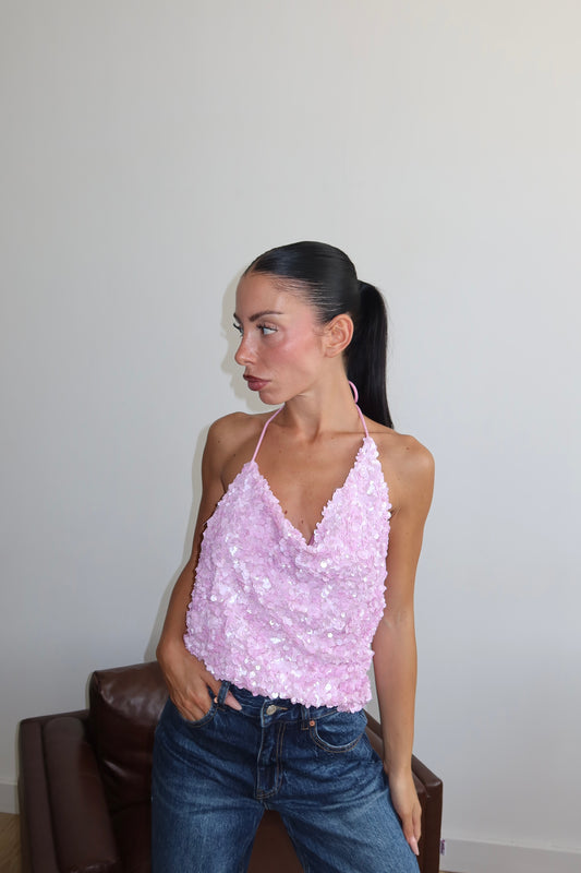 Top PAILLETTES rosa