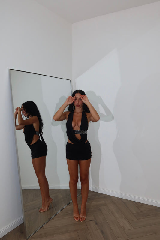 MiniDress STRASS nero