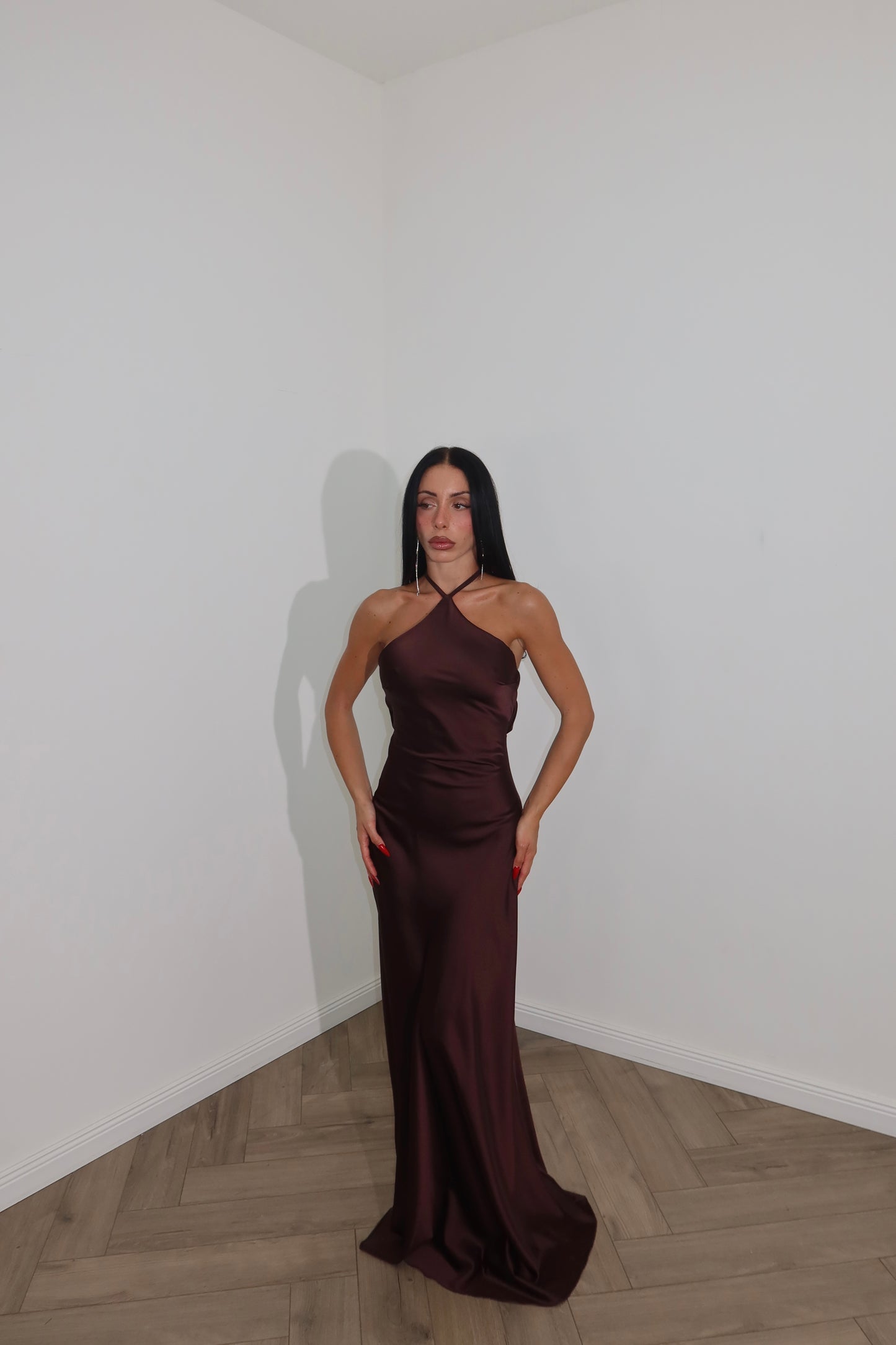 LongDress DIVINITÀ RASO choco