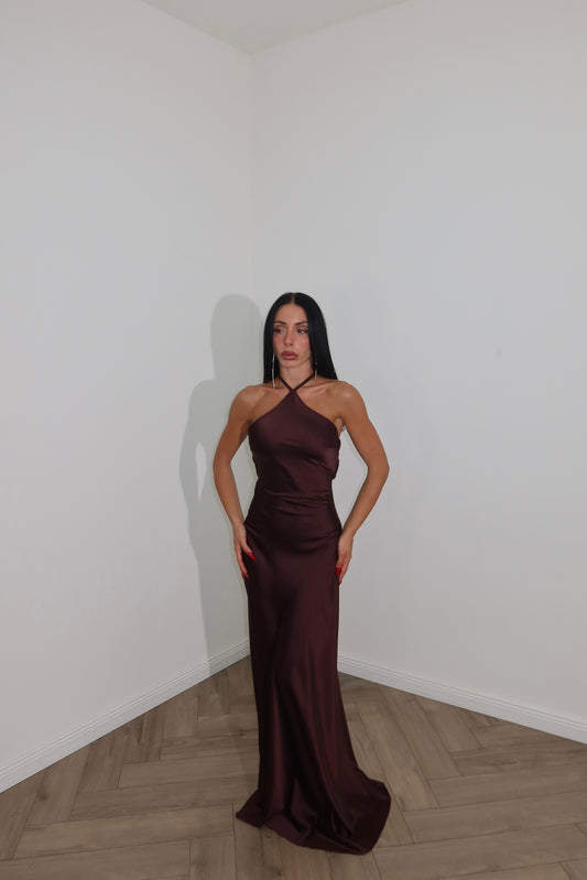 LongDress DIVINITÀ RASO choco