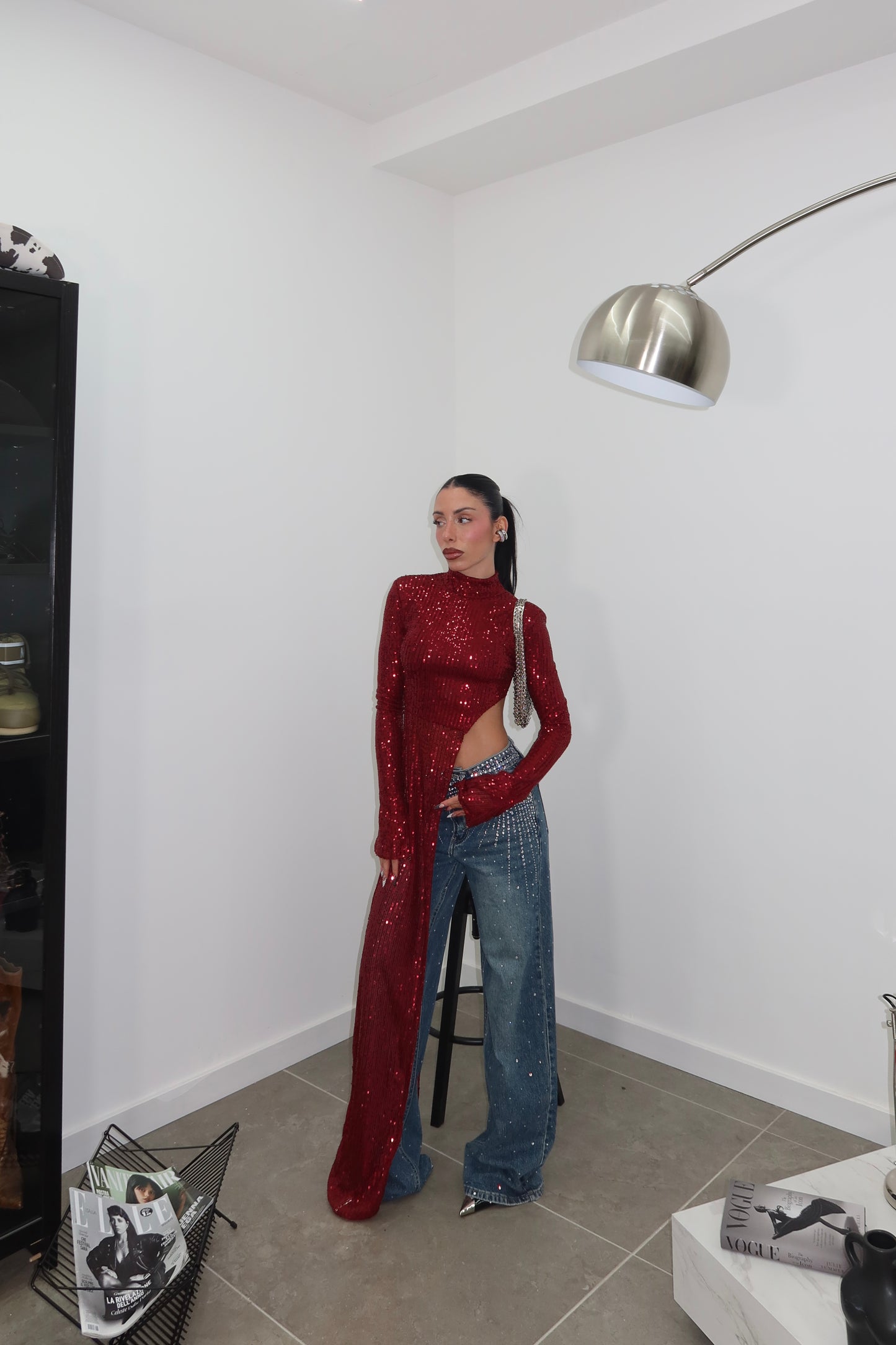 Maglia LEONIE PAILETTES bordeaux