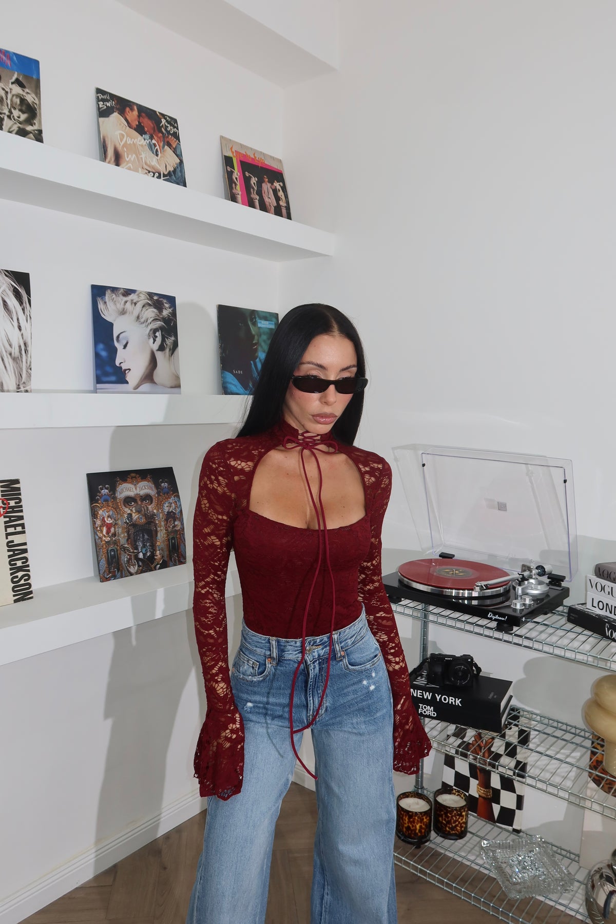 Body IN PIZZO bordeaux