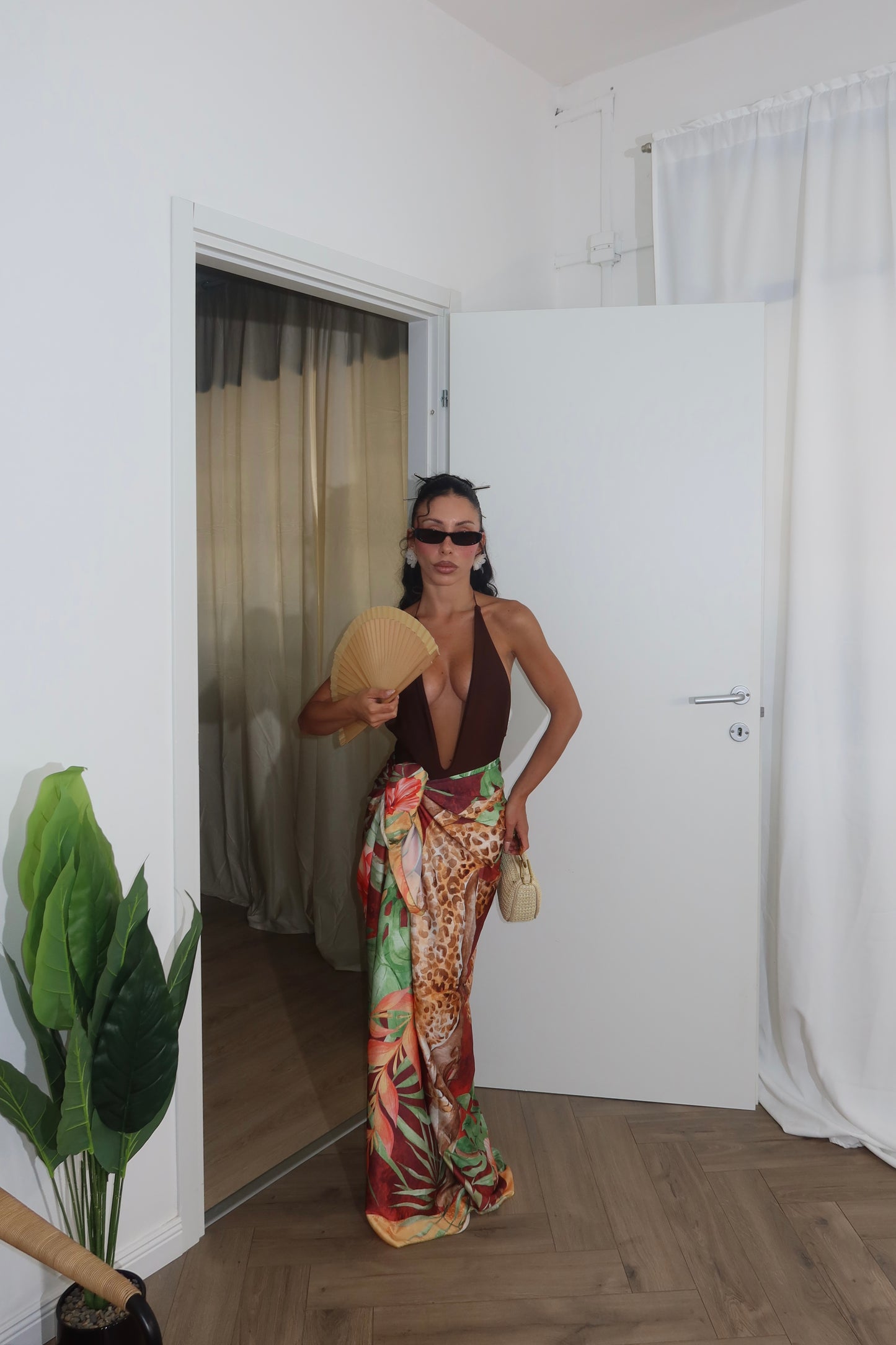 Longuette FOULARD verde/rosso