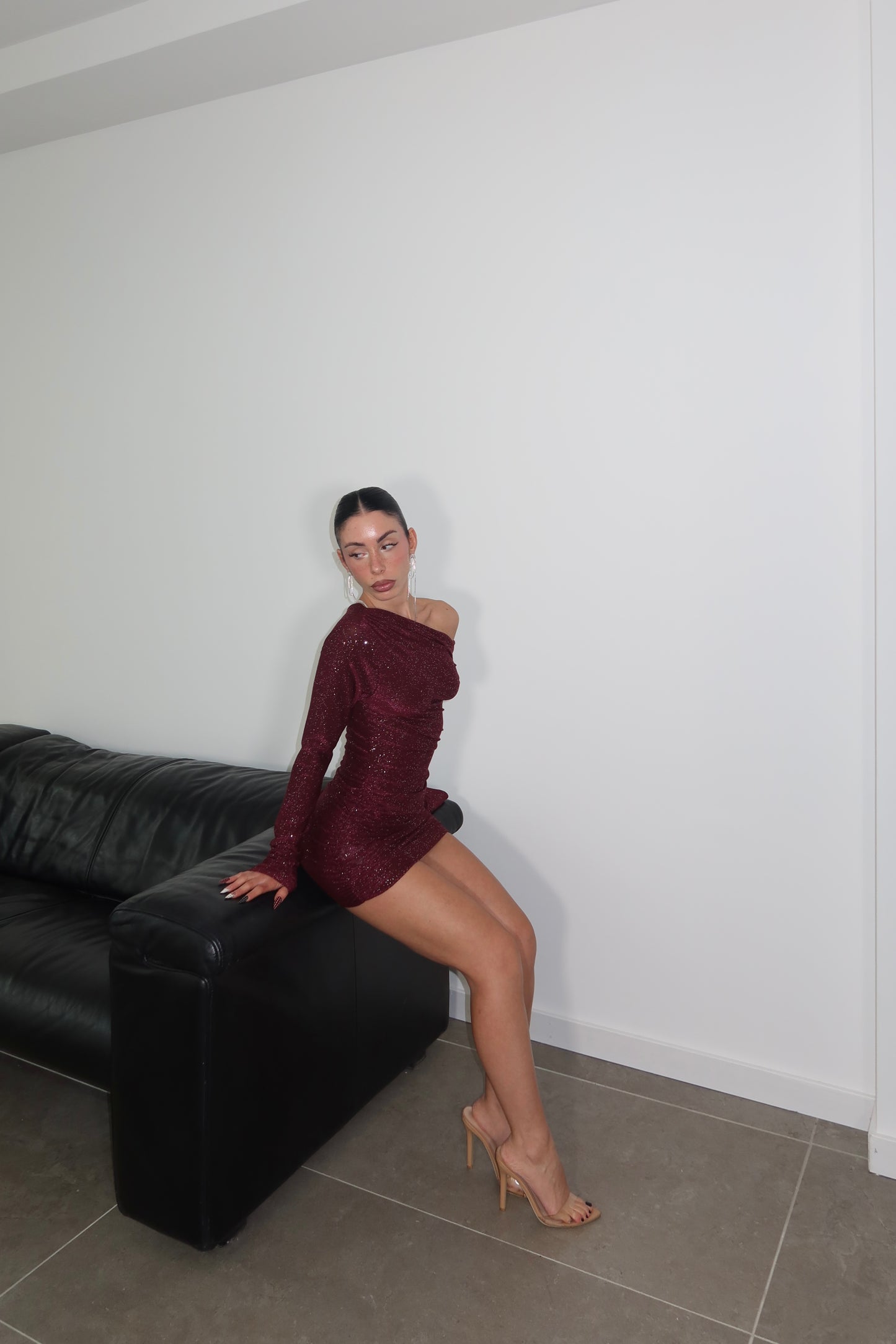 MiniDress KIM LUREX wine