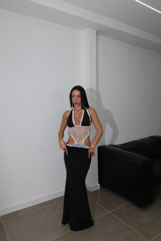 LongDress HILARY nero/bianco