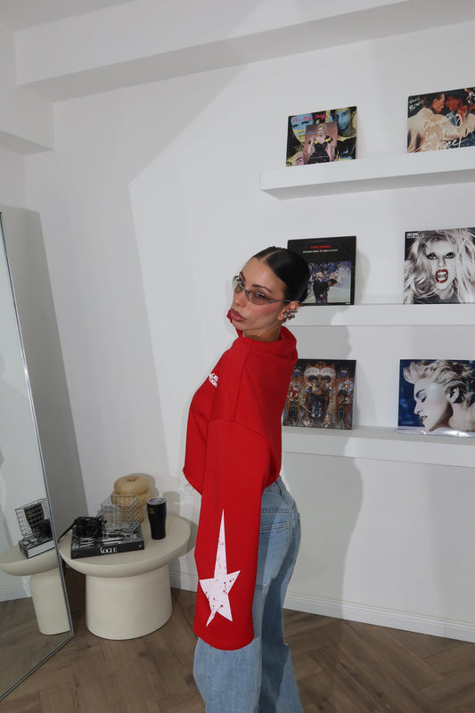 Red CATCHING CROP Sweatshirt