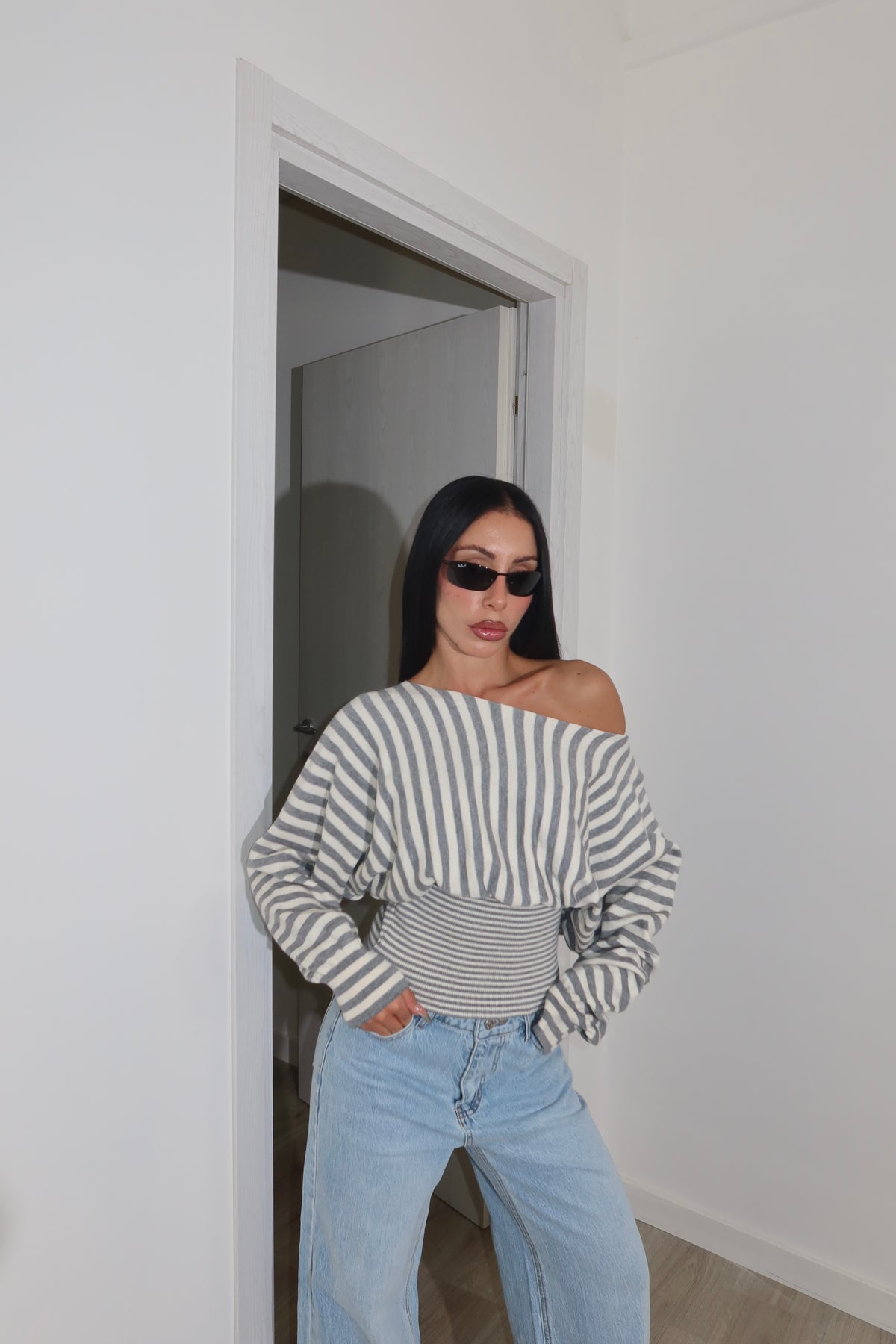 Pull MARTY grigio/bianco