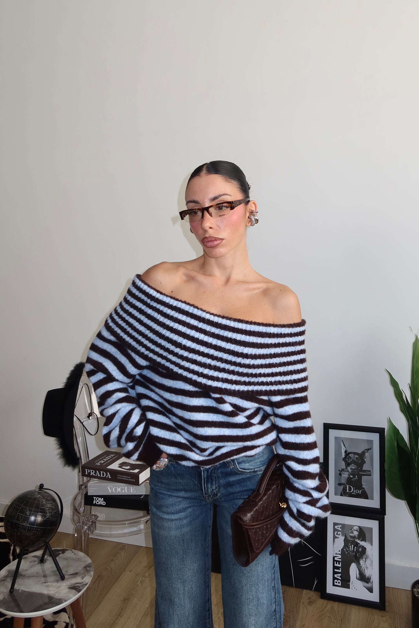 Maglione ELLY A RIGHE azzurro