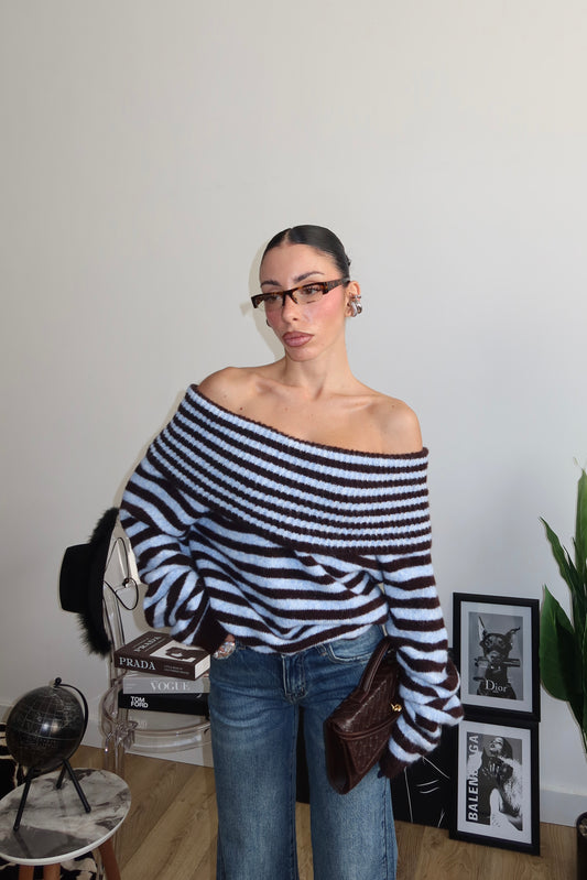 Maglione ELLY A RIGHE azzurro