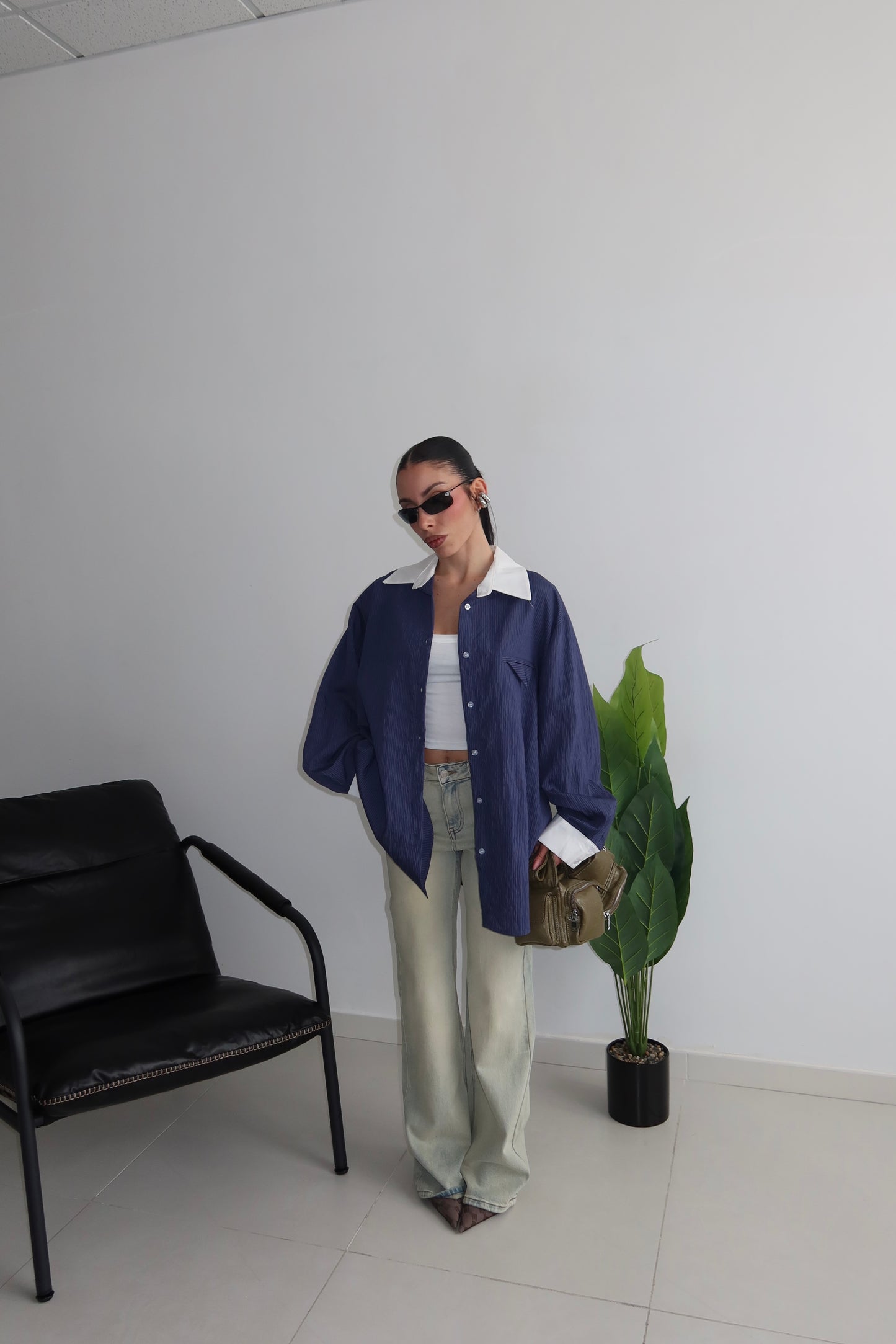 Camicia LUMINA GESSATA blu