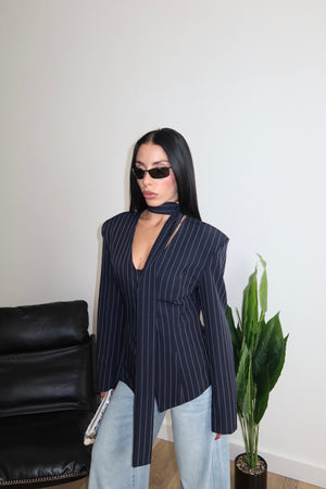 Giacca SILHOUETTE GESSATA blu