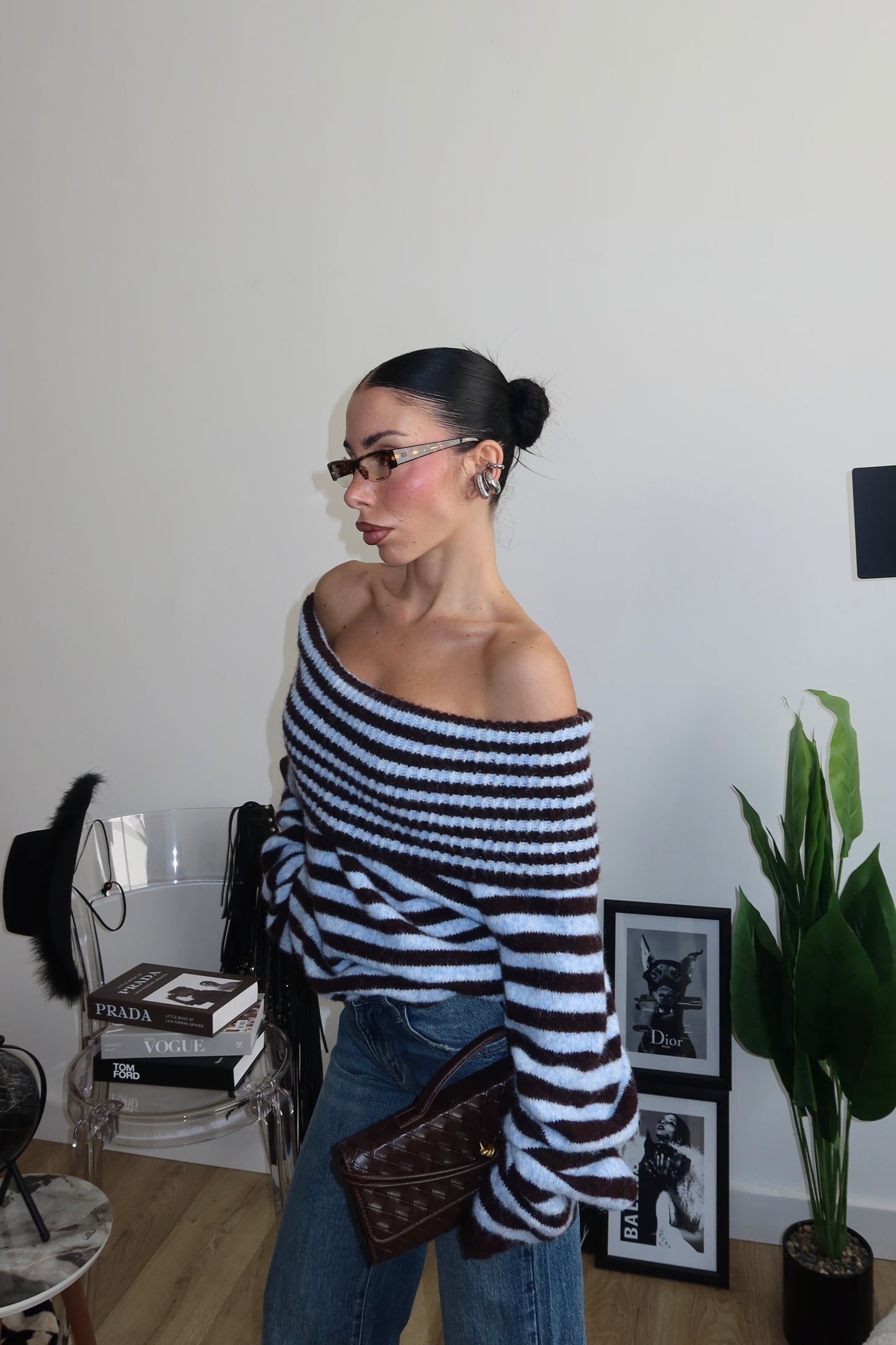 Maglione ELLY A RIGHE azzurro