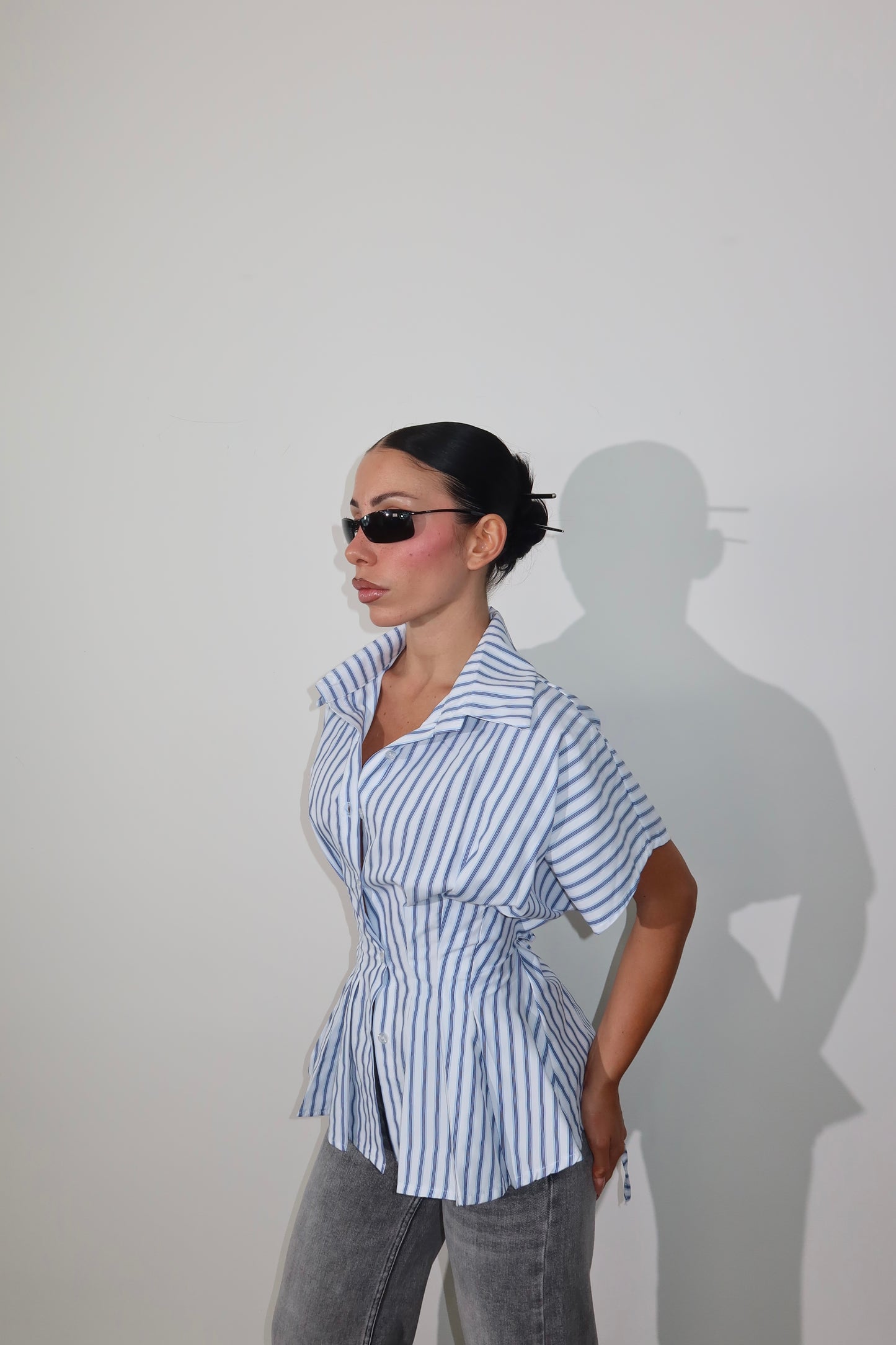 Camicia A RIGHE bianca/blu