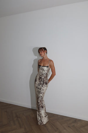 LongDress ACQUAMARINE animalier choco/bianco