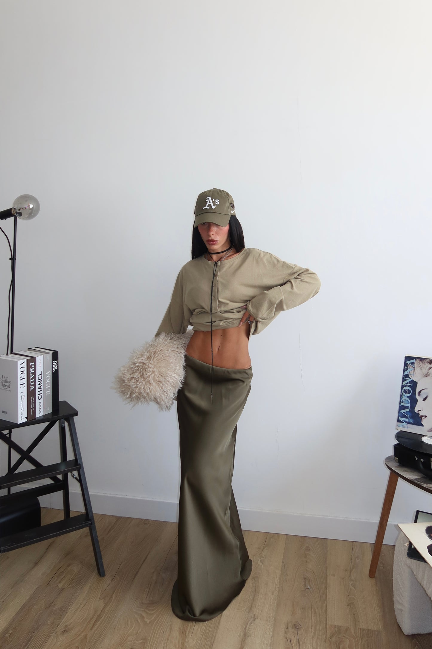Longuette IN RASO verde militare