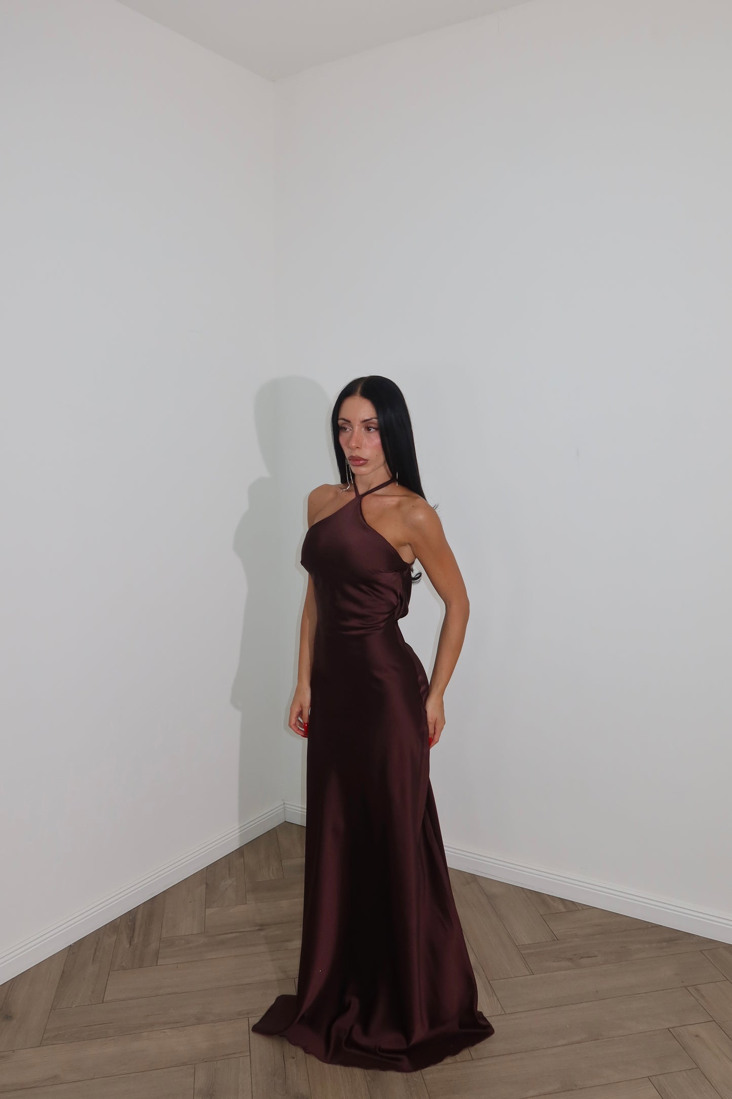 LongDress DIVINITÀ RASO choco