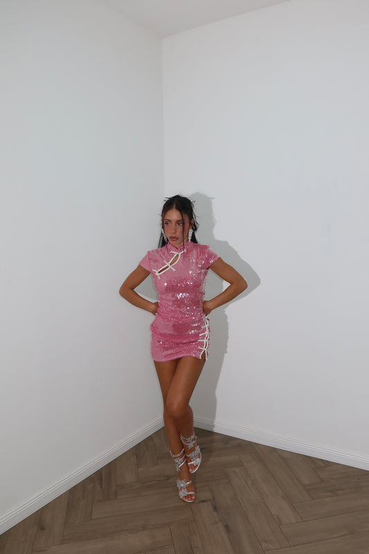 MiniDress SHINRIN PAILLETTES fucsia