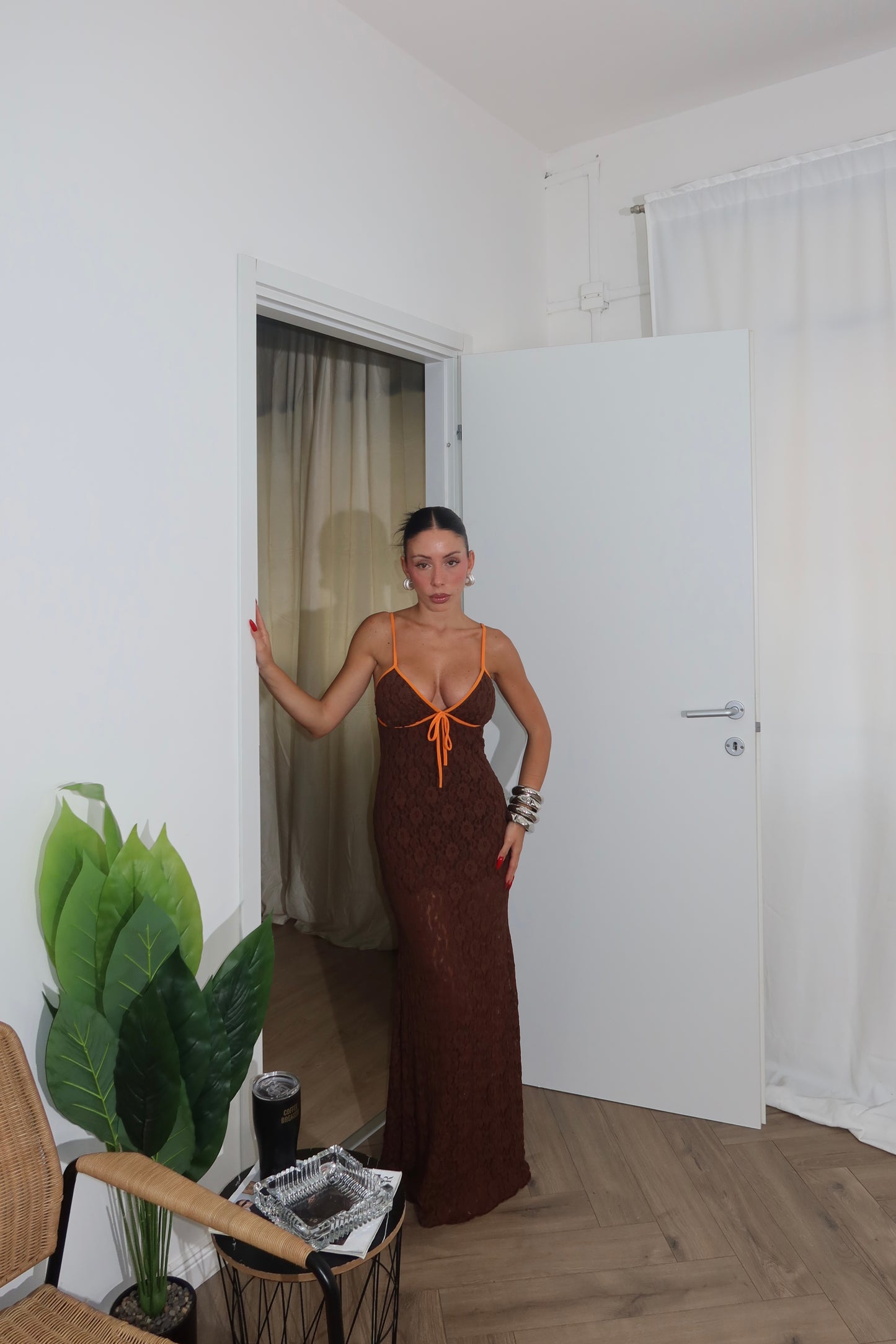 LongDress COSTA RICA BORDATO choco