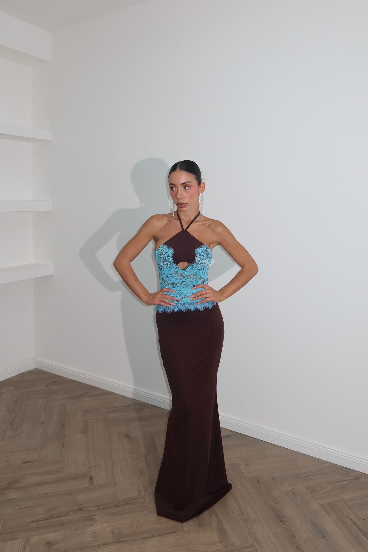 LongDress STICK chocolate/light blue