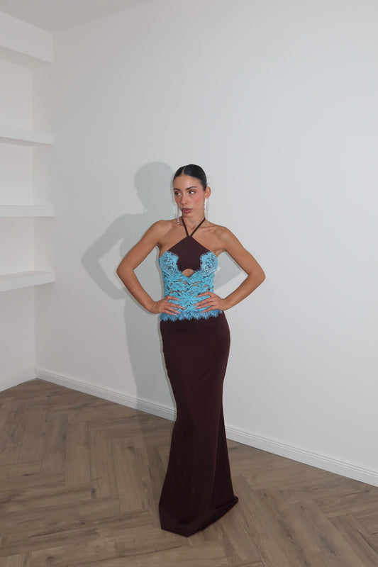 LongDress STICK chocolate/light blue