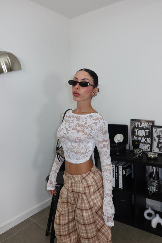 Top OPEN LACE bianco