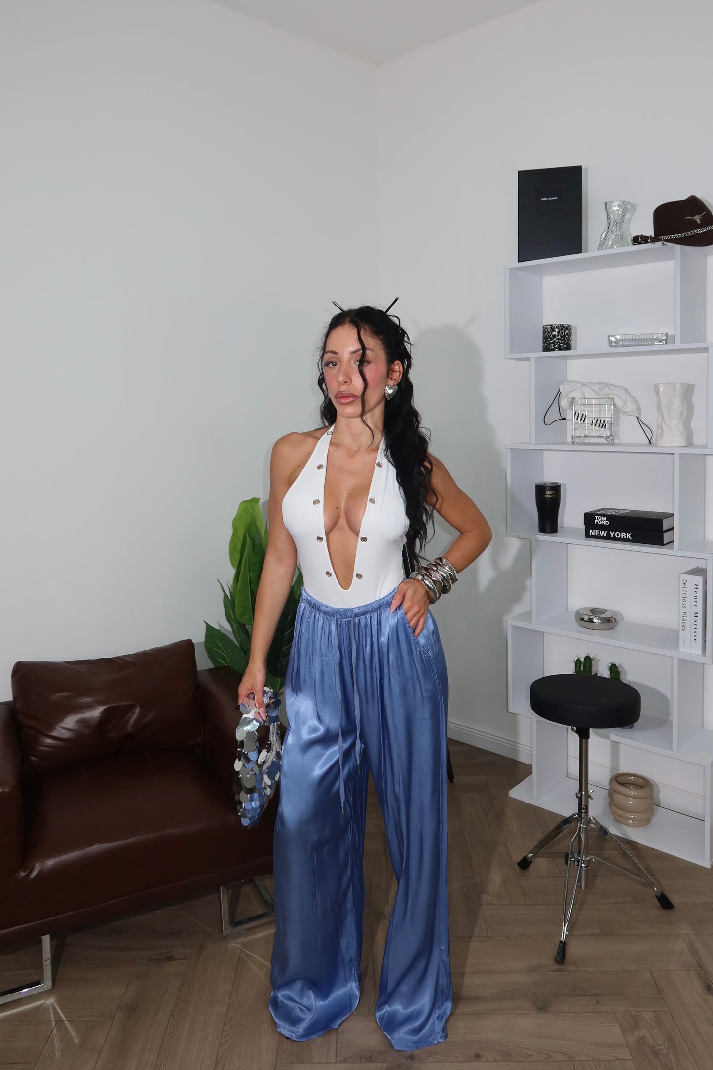 Pants SATIN blu chiaro
