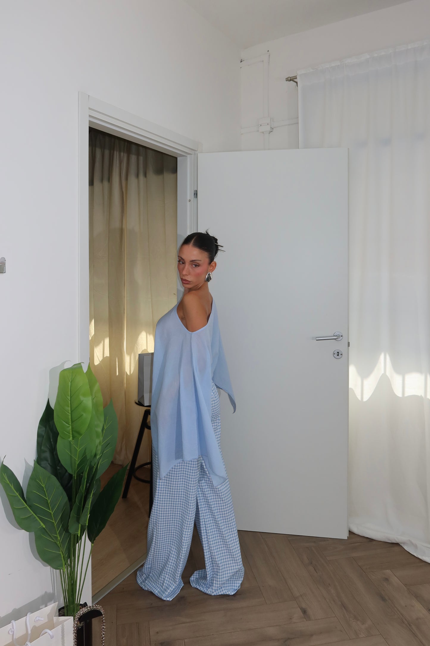 Pants QUADRI azzurro