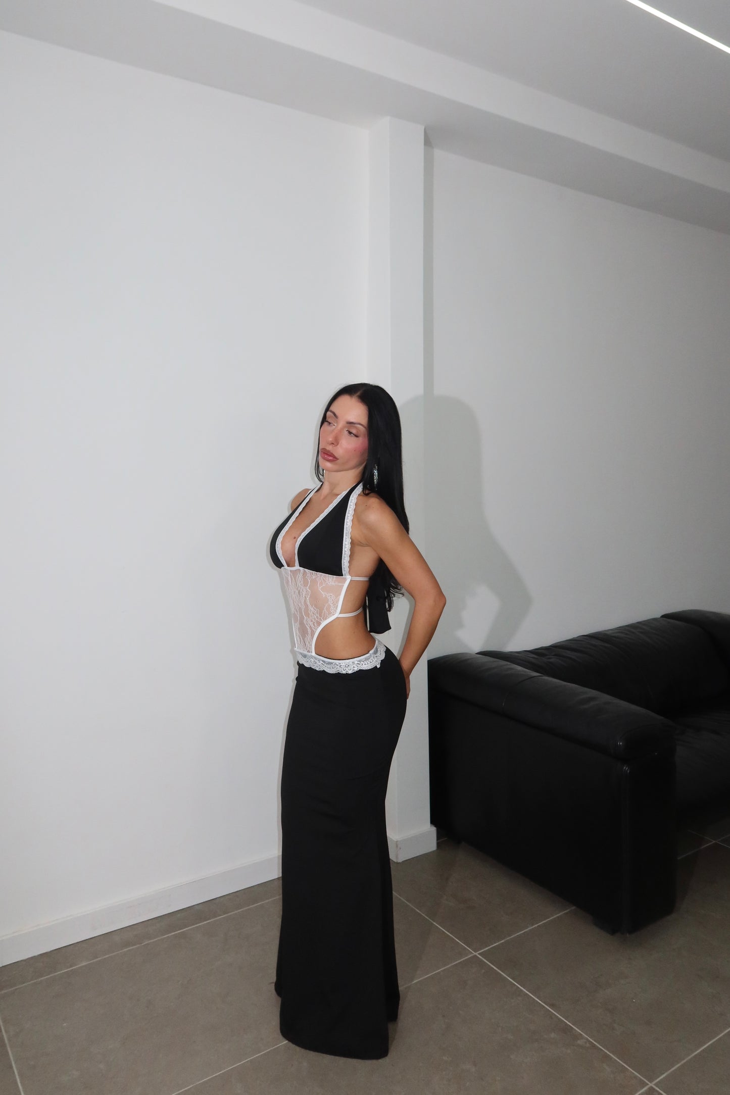 LongDress HILARY nero/bianco